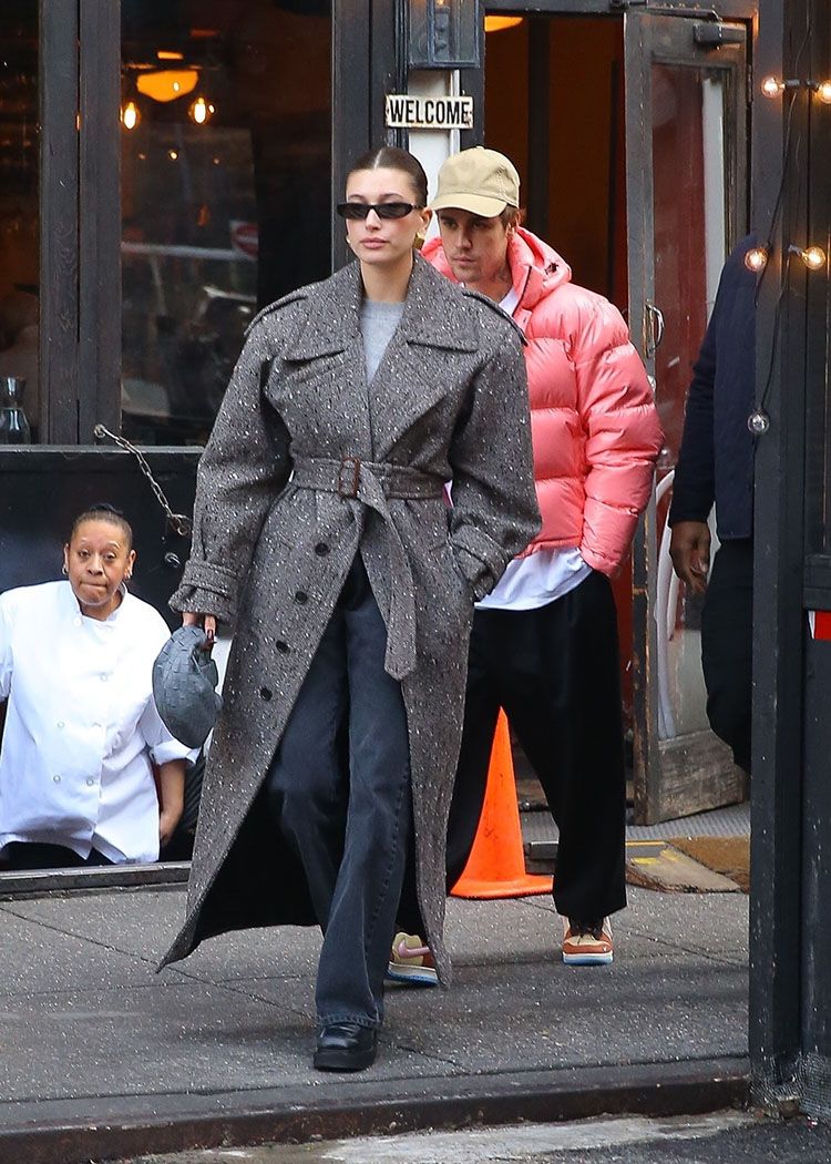 Hailey Bibier in Saint Laurent