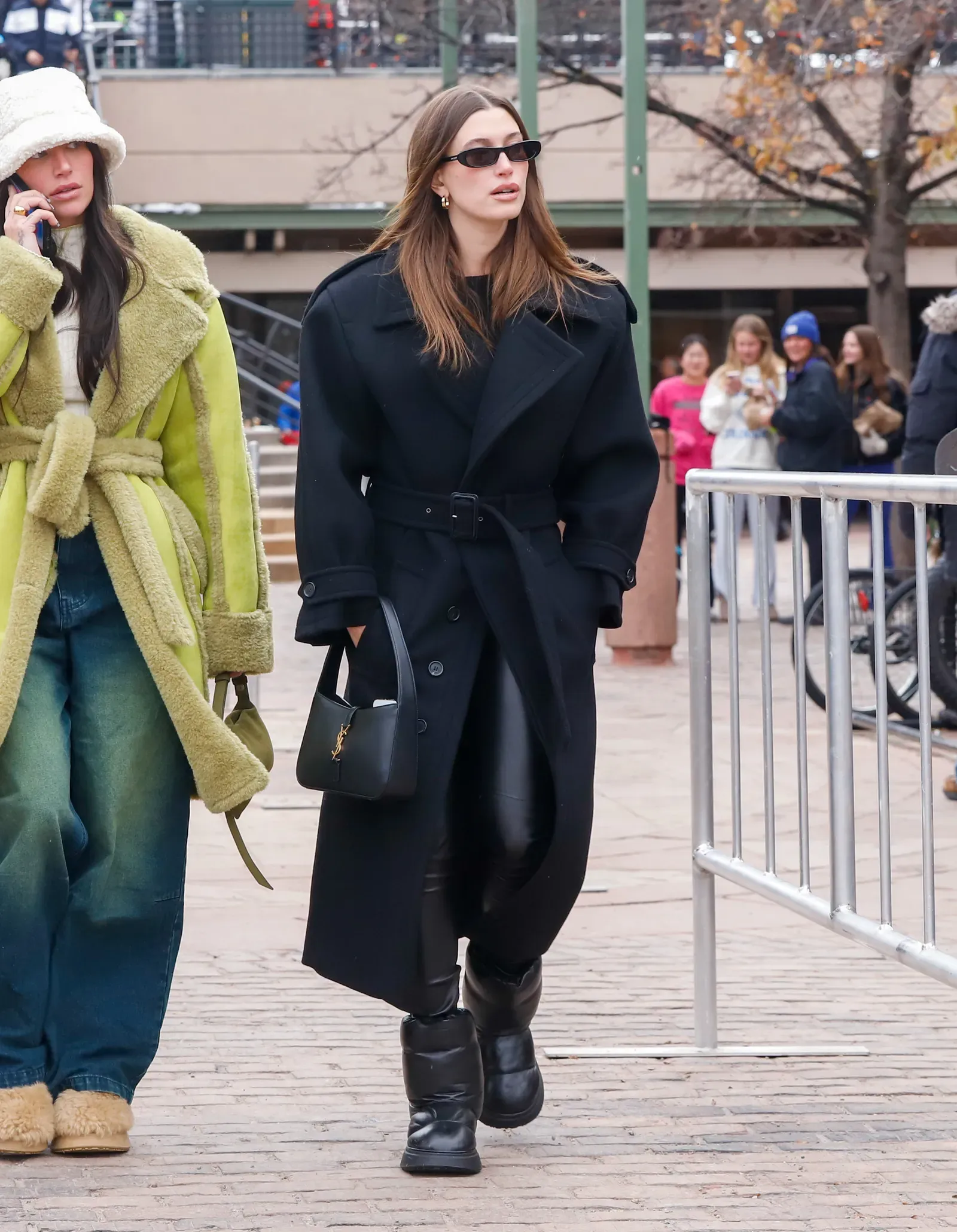 Hailey Bibier in Saint Laurent oversize coat